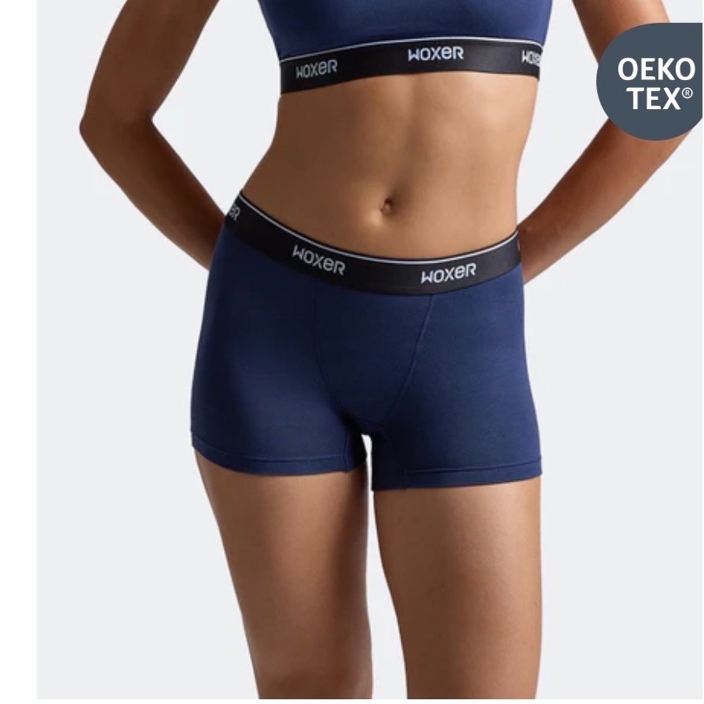 Woxer Star Navy 2.0 Women Boxer Briefs Navy Blue Logo Waistband Size L